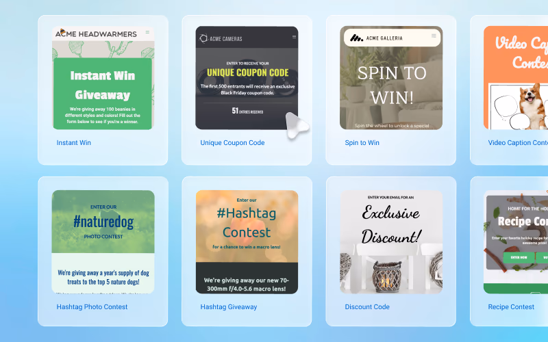 Template picker showing campaign templates