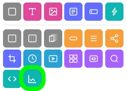 The Add Widgets panel with the Tracking Widget icon, a line chart, circled in green.