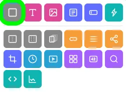 The Add Widgets panel with the Container Widget icon, a plain square, circled in green.