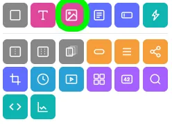 The Add Widgets panel with the Image Widget icon, a picture frame, circled in green.