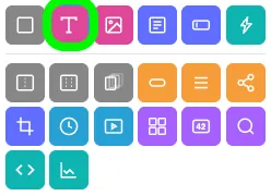 The Add Widgets panel with the Text Widget icon, a capital letter T, circled in green.